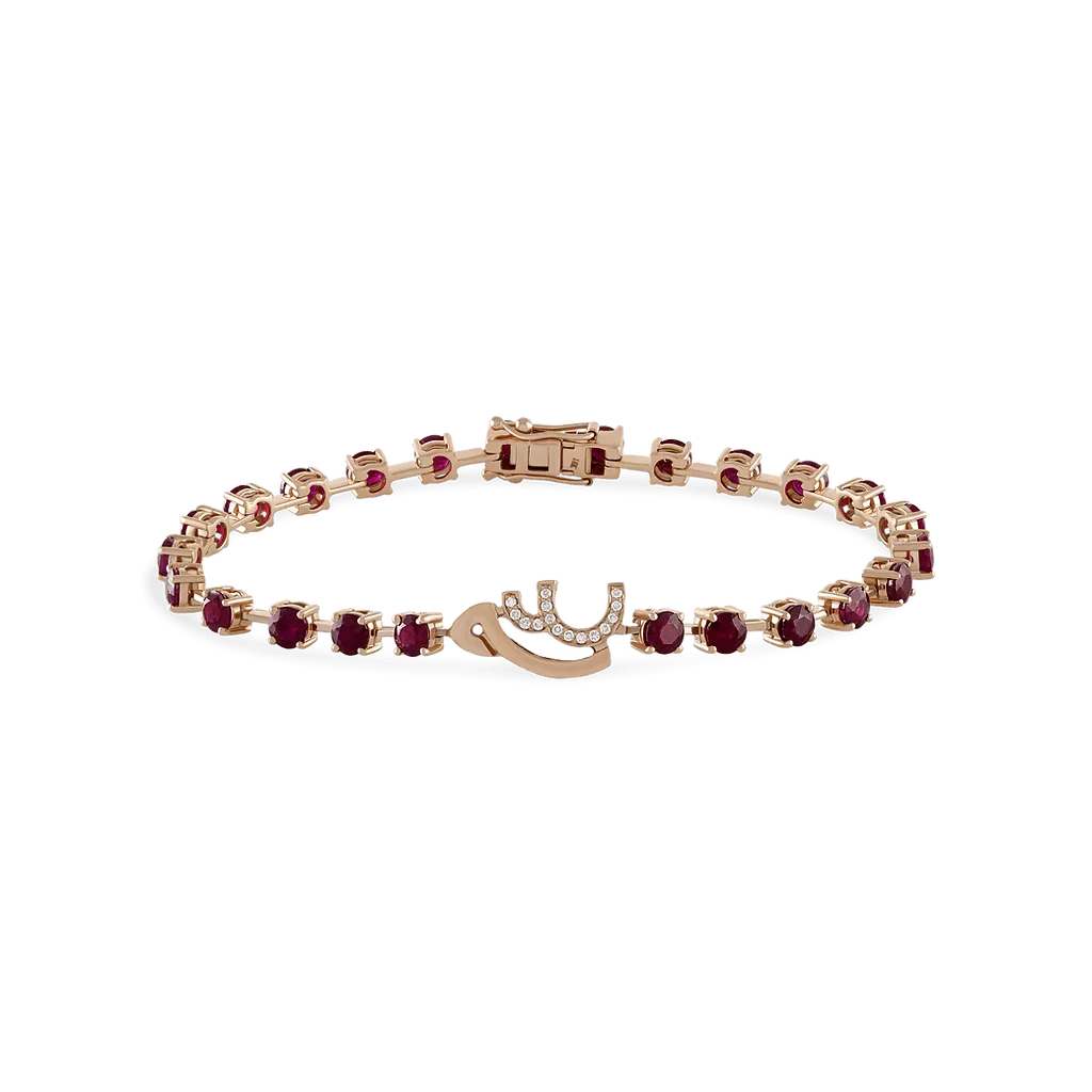 Spaced-Out Ruby Bracelet with Customized Initials
