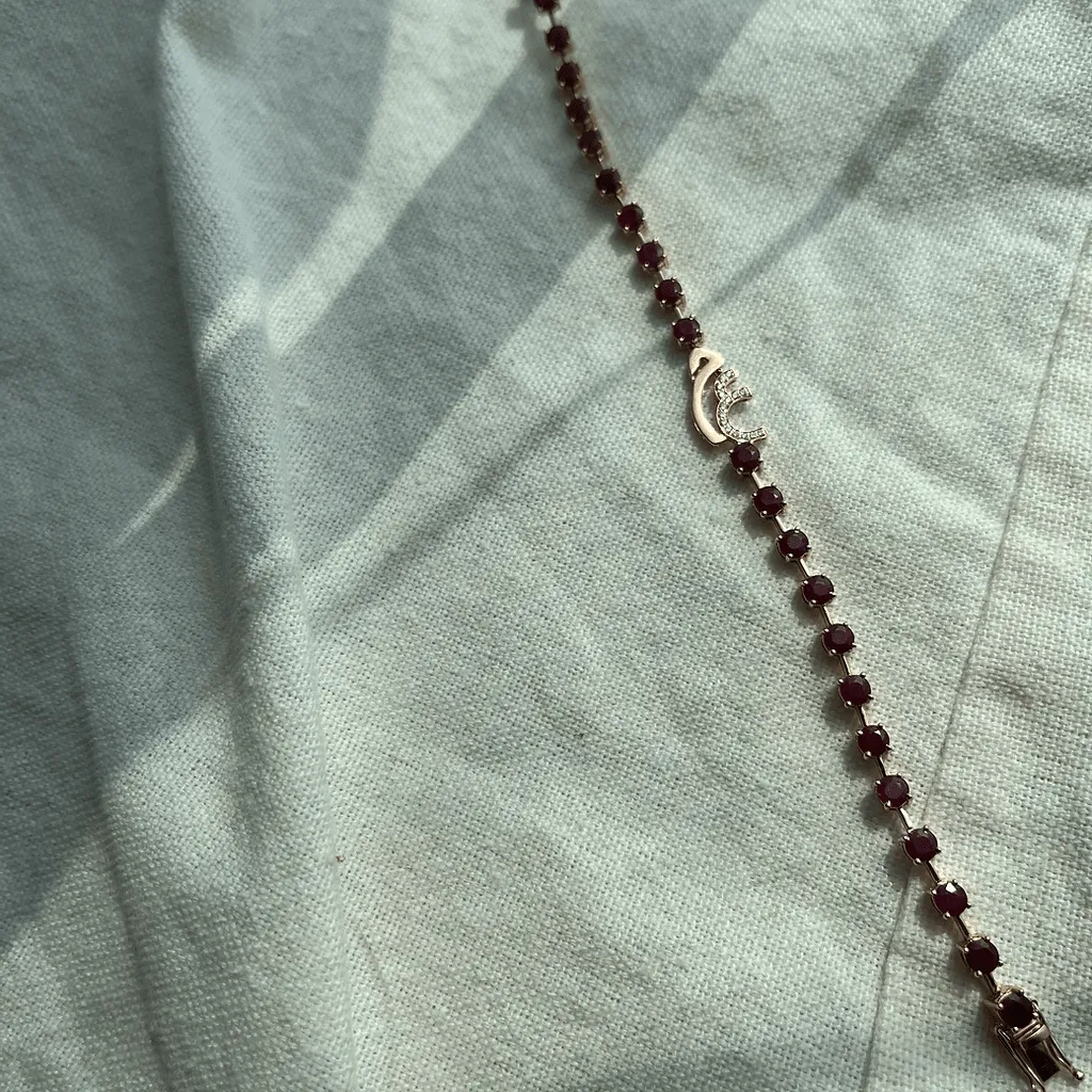 Spaced-Out Ruby Bracelet with Customized Initials