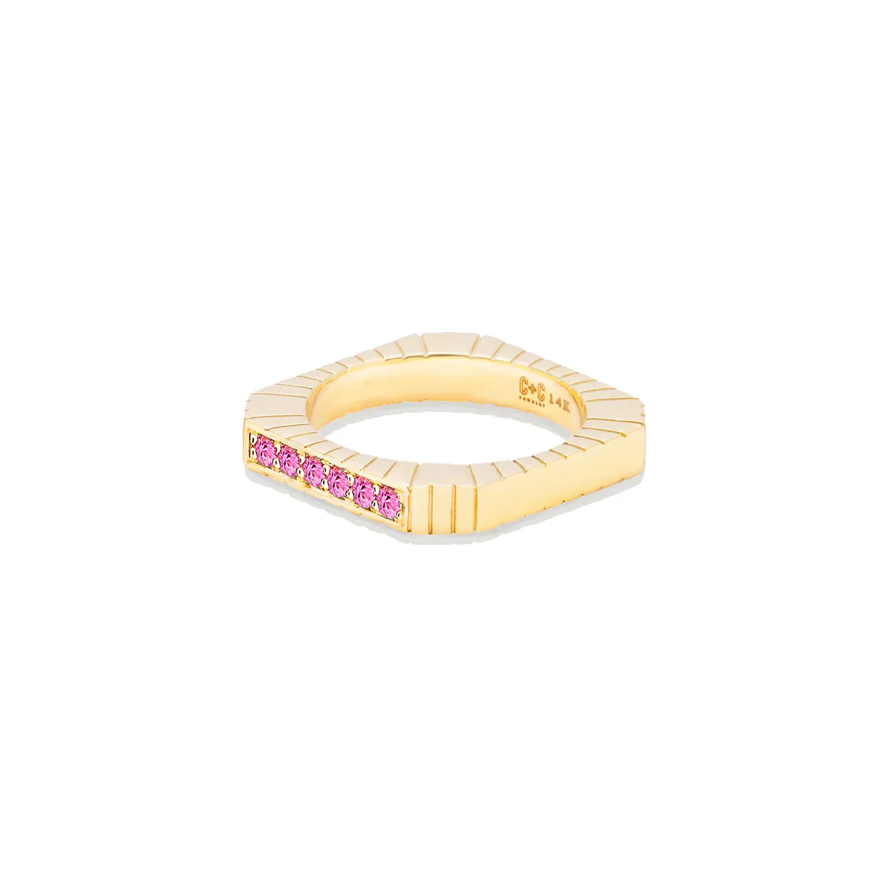 Spark Side Stone Etched Ring