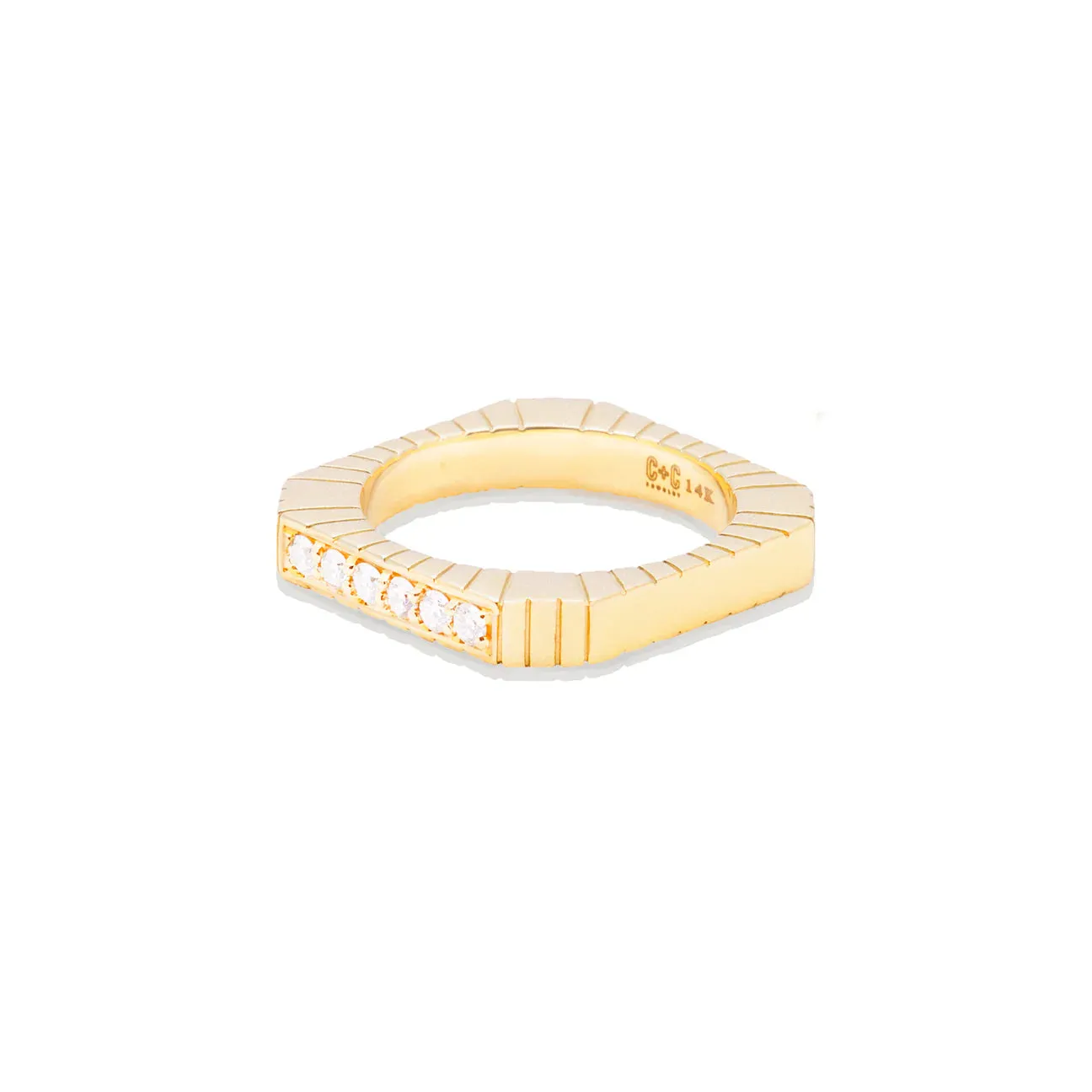 Spark Side Stone Etched Ring
