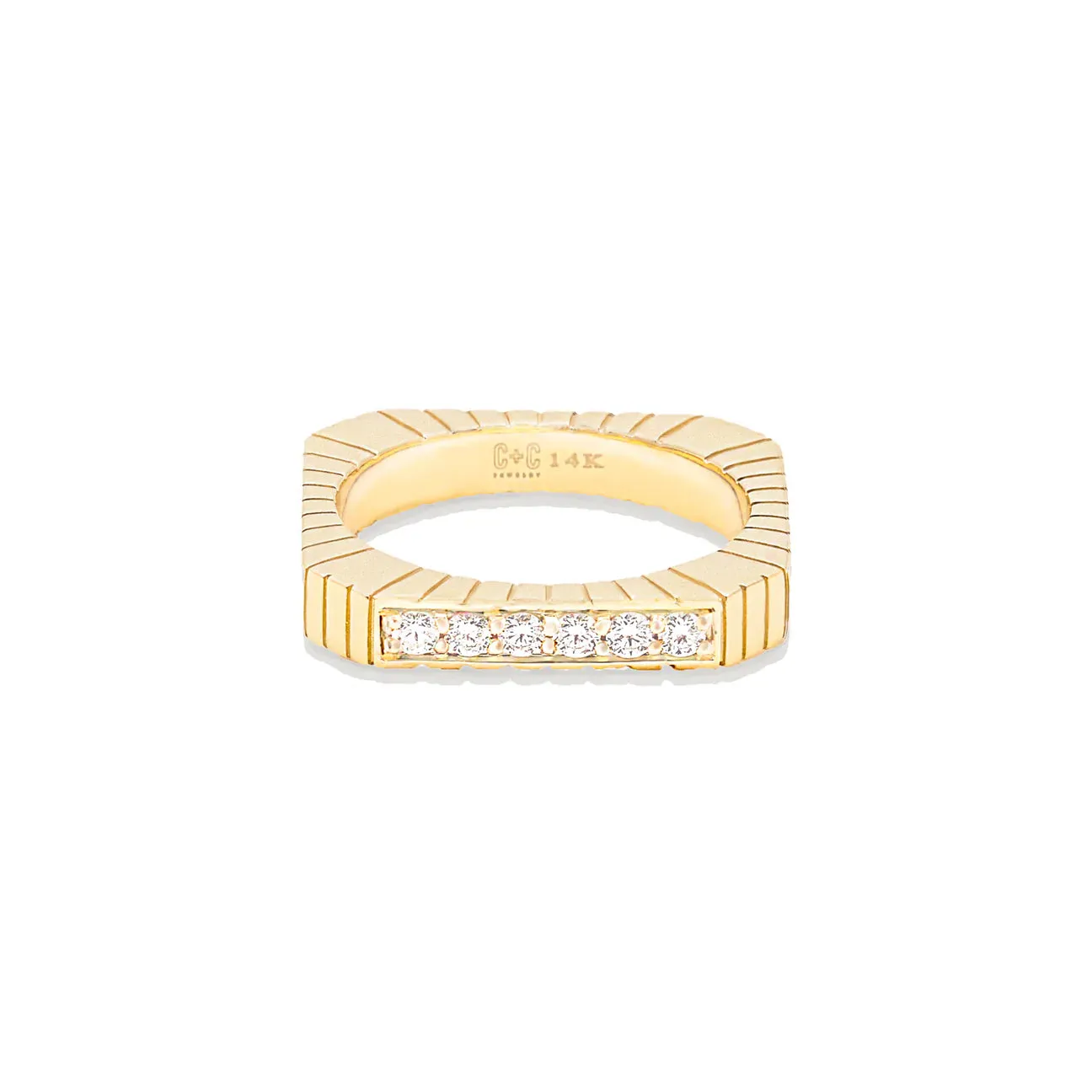 Spark Side Stone Etched Ring