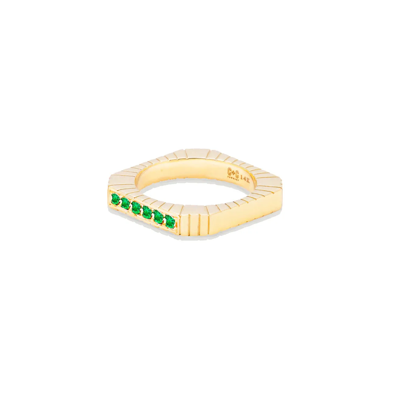 Spark Side Stone Etched Ring