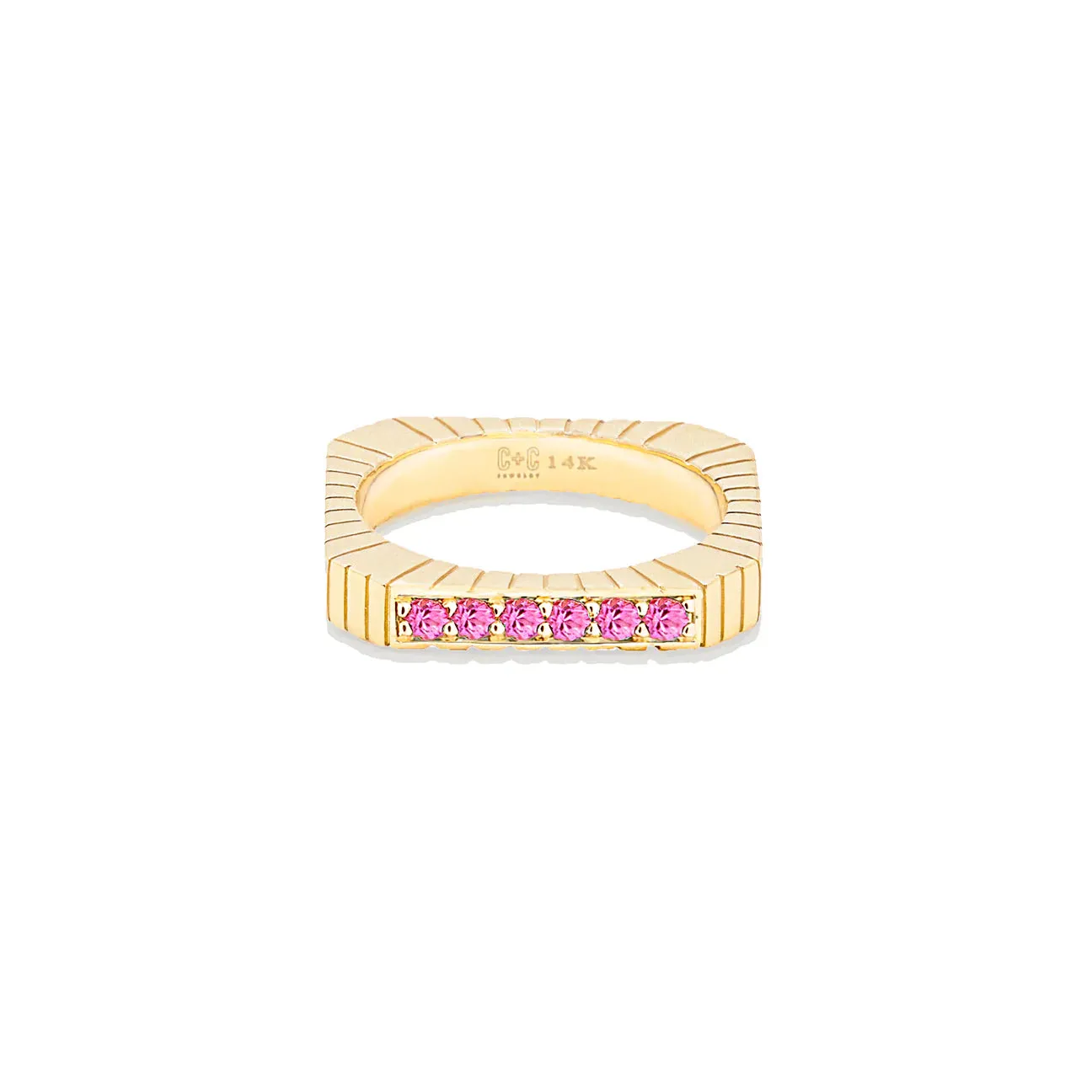 Spark Side Stone Etched Ring