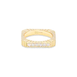 Spark Side Stone Etched Ring