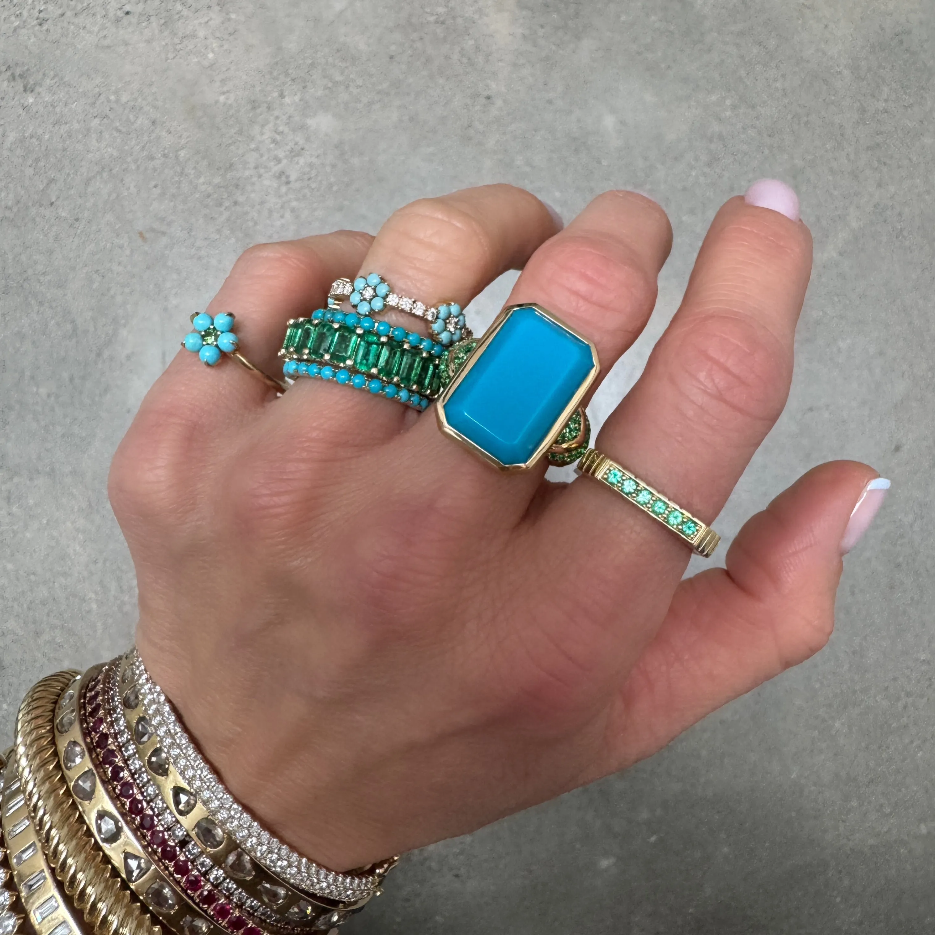 Spark Side Stone Etched Ring