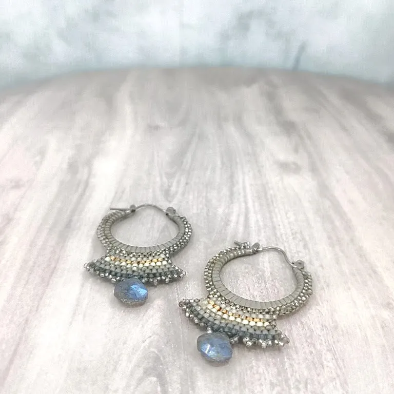 Spartan Grey Hoop Earrings