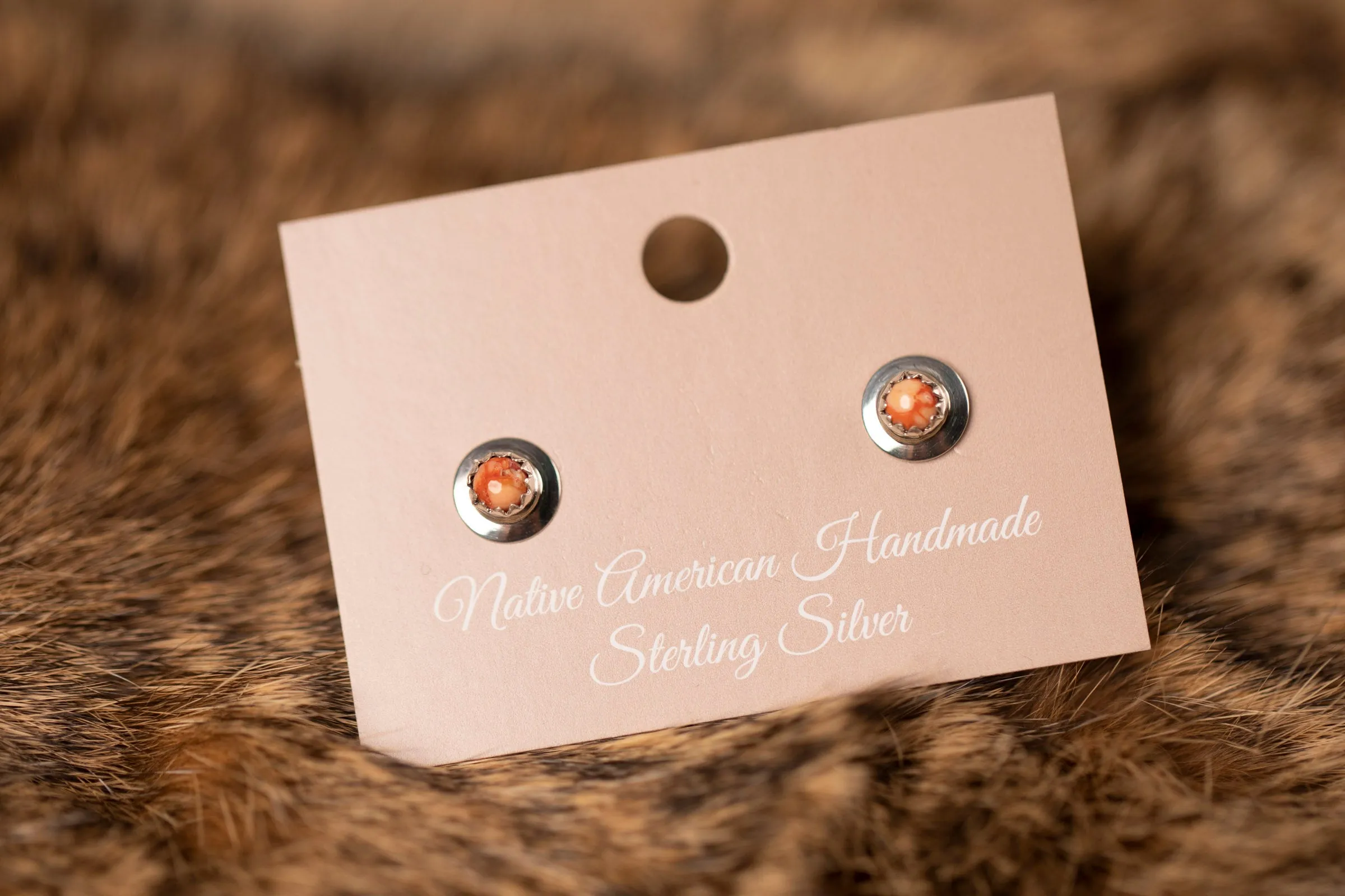 Spiny Oyster Earrings with Sterling Silver Back