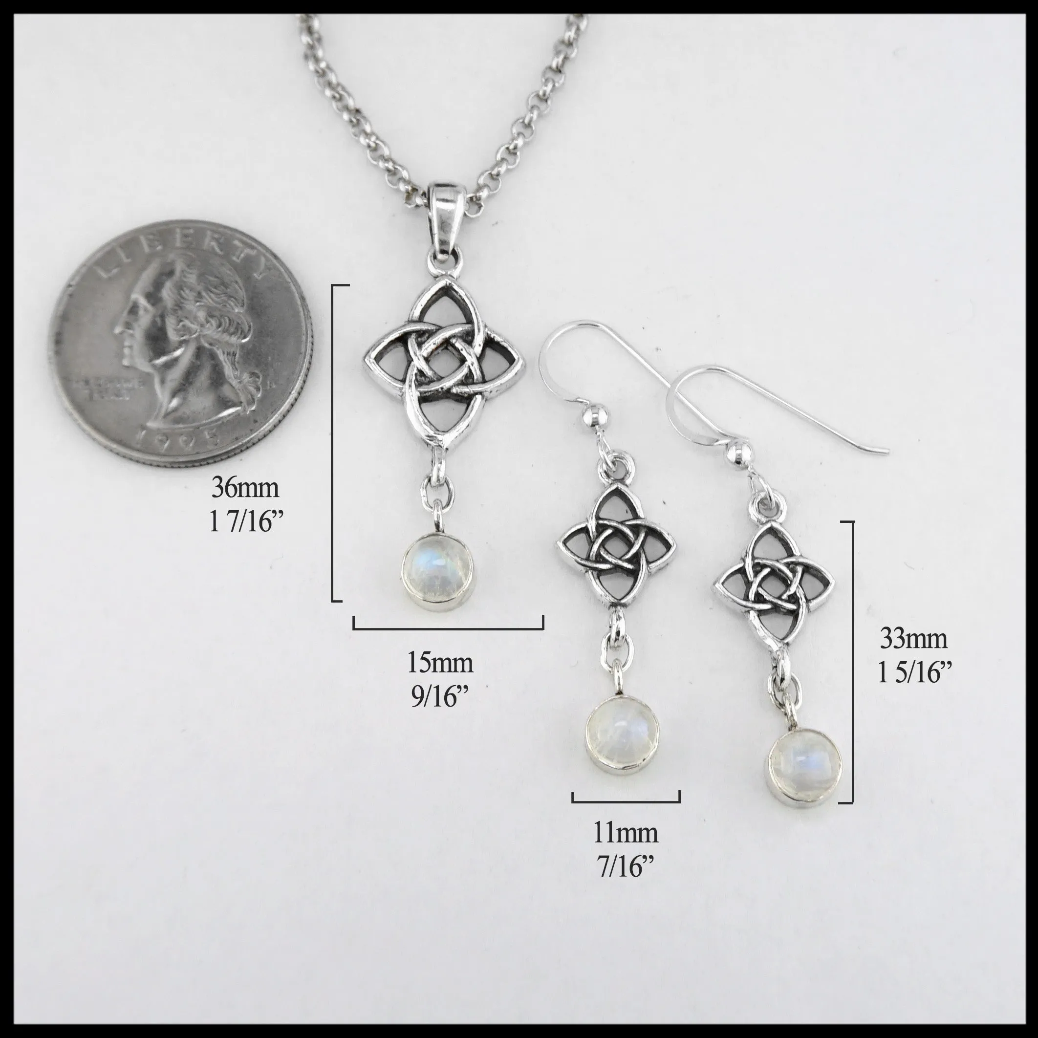Starlight Pendant and Earring Set with Moonstone