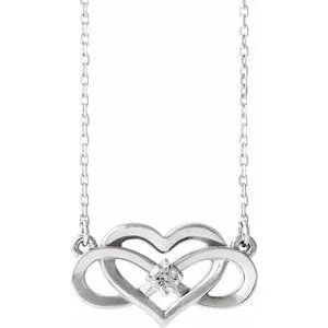 Sterling Silver 1/10 CTW Diamond Infinity-Inspired Heart 16-18" Necklace
