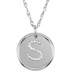 Sterling Silver 1/10 CTW Natural Diamond Posh Mommy¬Æ Initial S 18" Necklace