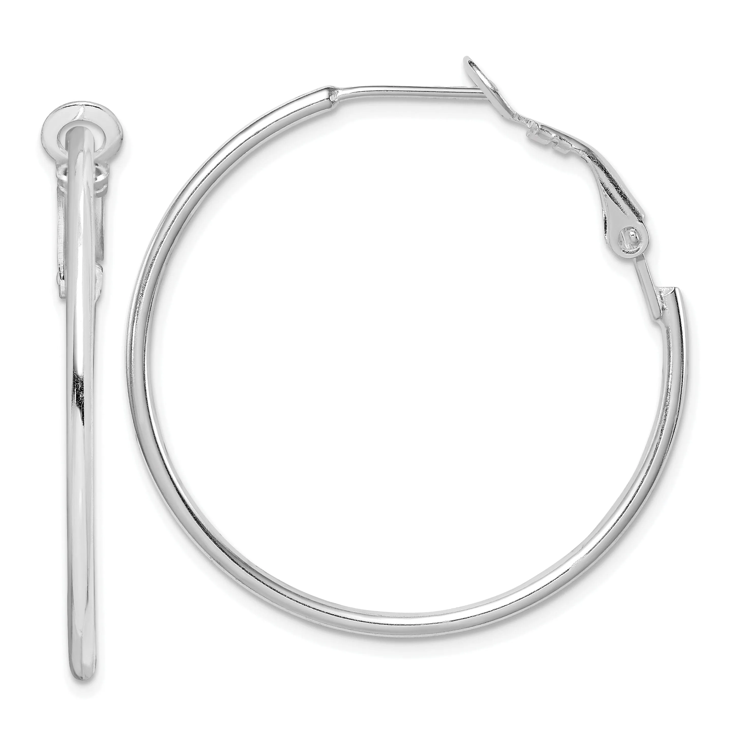 Sterling Silver 1.8mm Omega Back Round Hoop Earrings