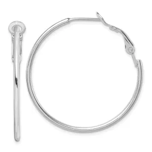 Sterling Silver 1.8mm Omega Back Round Hoop Earrings