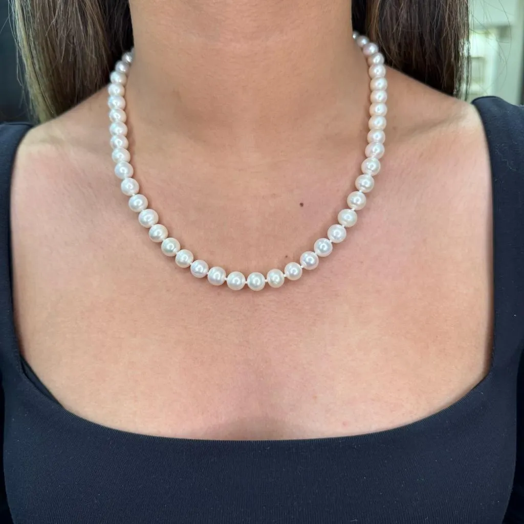 Sterling Silver (8-9mm) Freshwater Pearl Strand Necklace