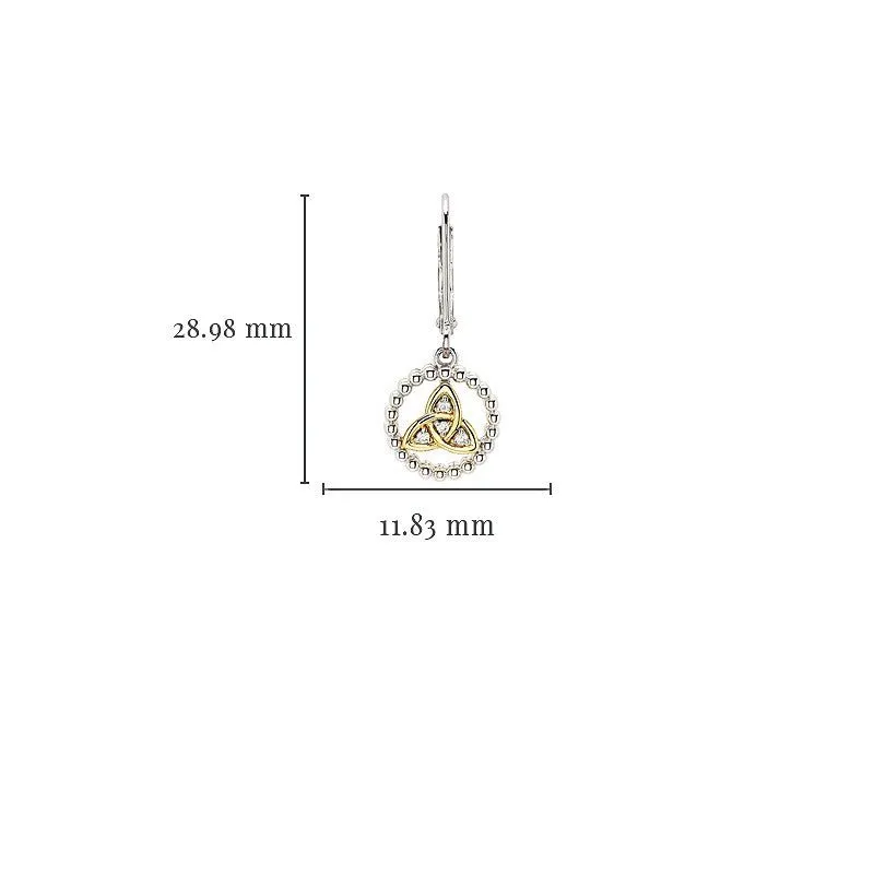 Sterling Silver Celtic CZ Trinity Knot Drop Earrings SE001SH