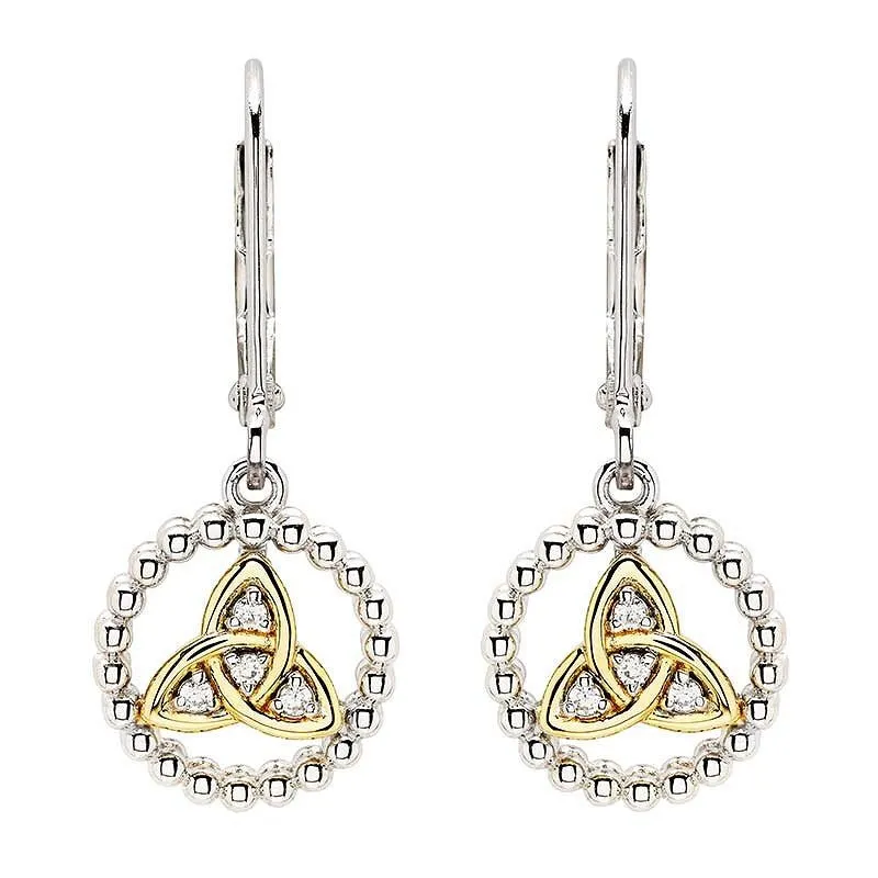 Sterling Silver Celtic CZ Trinity Knot Drop Earrings SE001SH