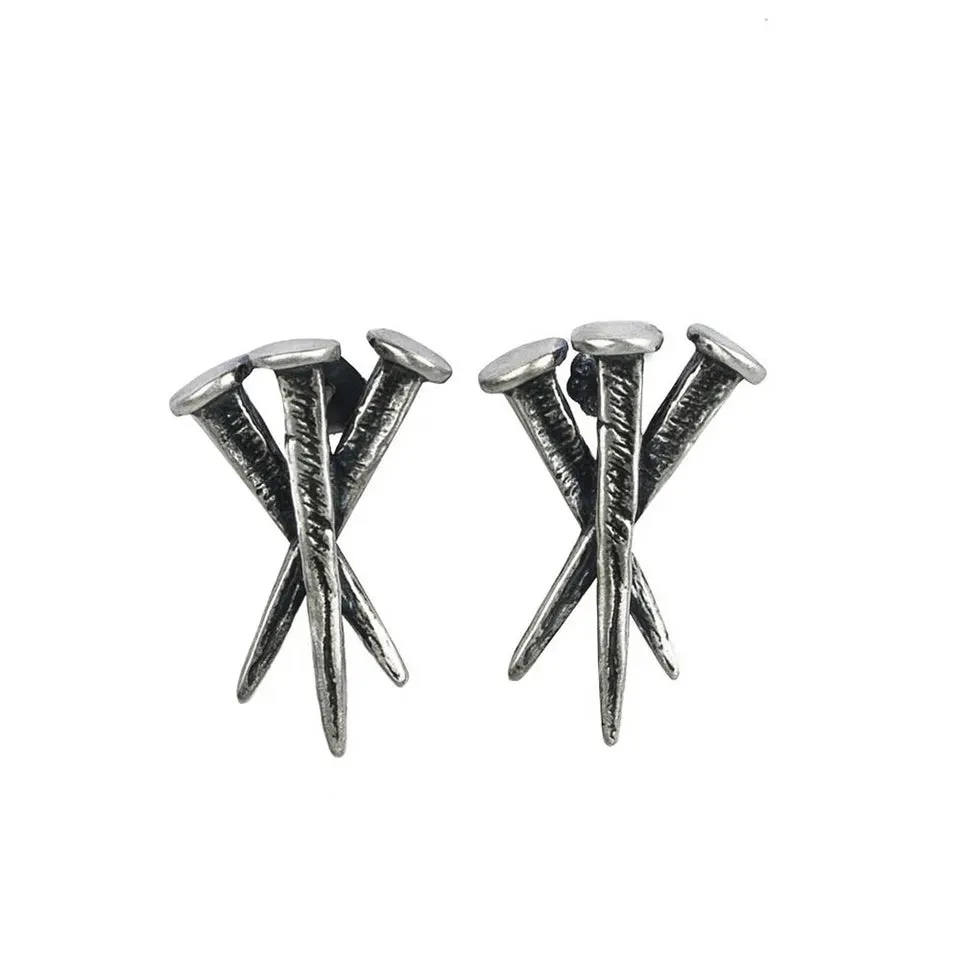 Sterling Silver Coffin Nails Stud Earrings