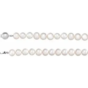 Sterling Silver Cultured White Freshwater Pearl 18" Necklace