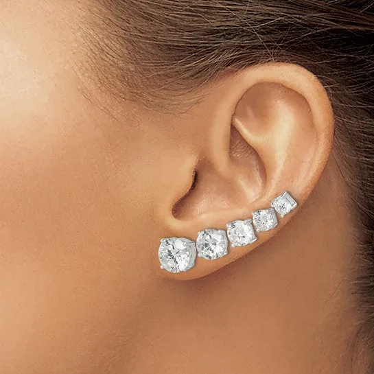 Sterling Silver CZ 5-Pair Post Earrings Set