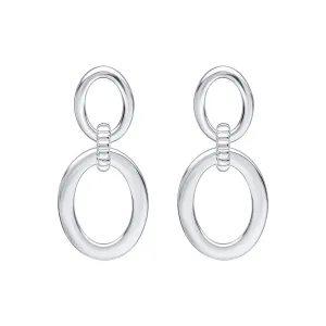 Sterling Silver Double Oval Link Drop Earrings