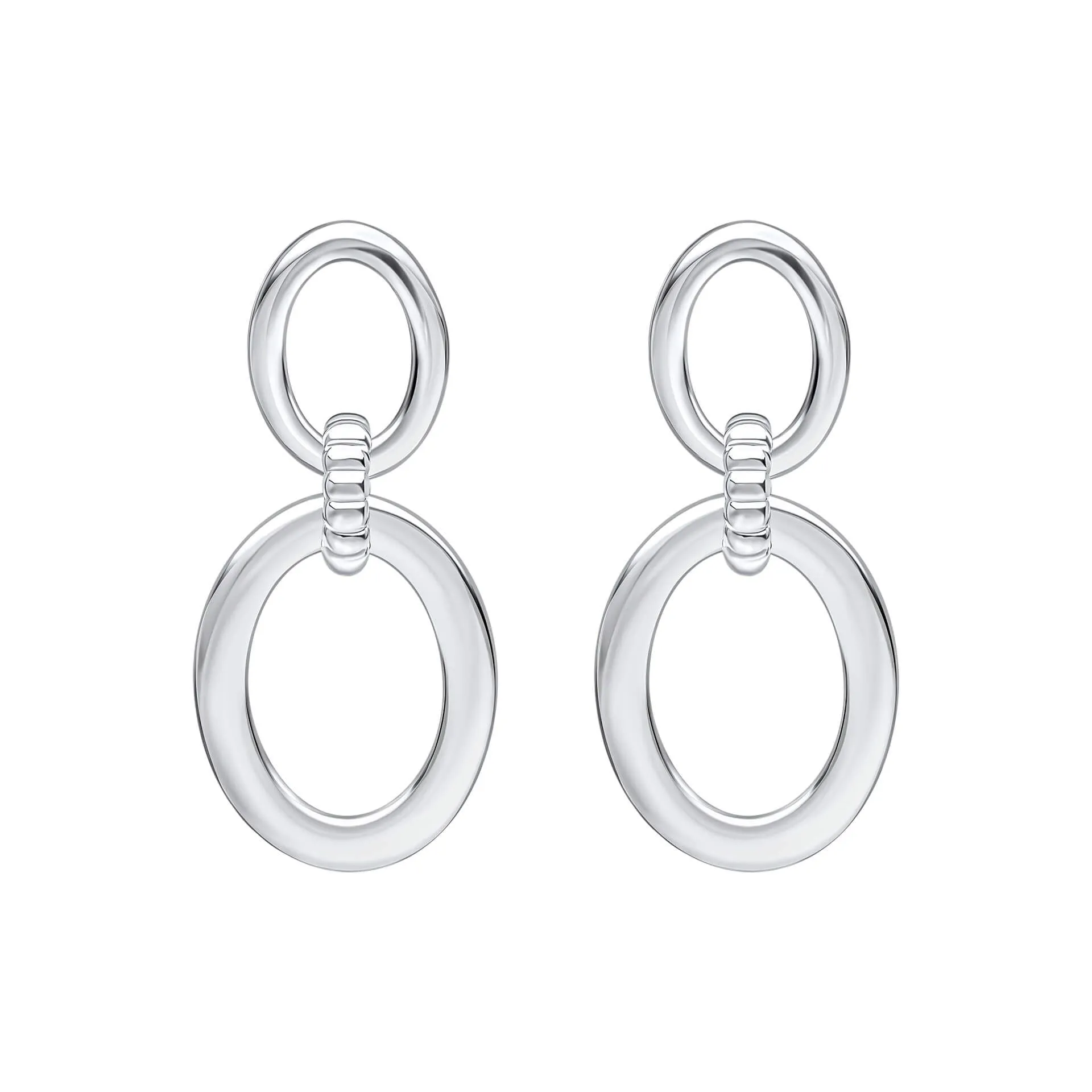 Sterling Silver Double Oval Link Drop Earrings