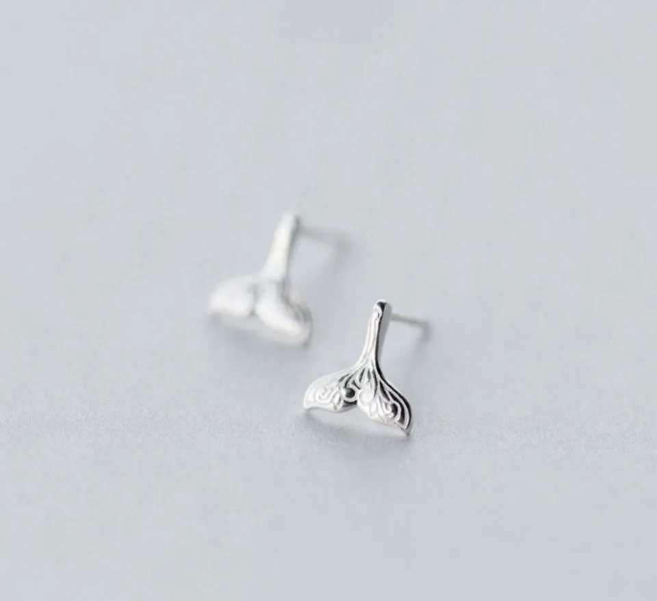 Sterling Silver Earrings - Koru Tattoo Whale Tail