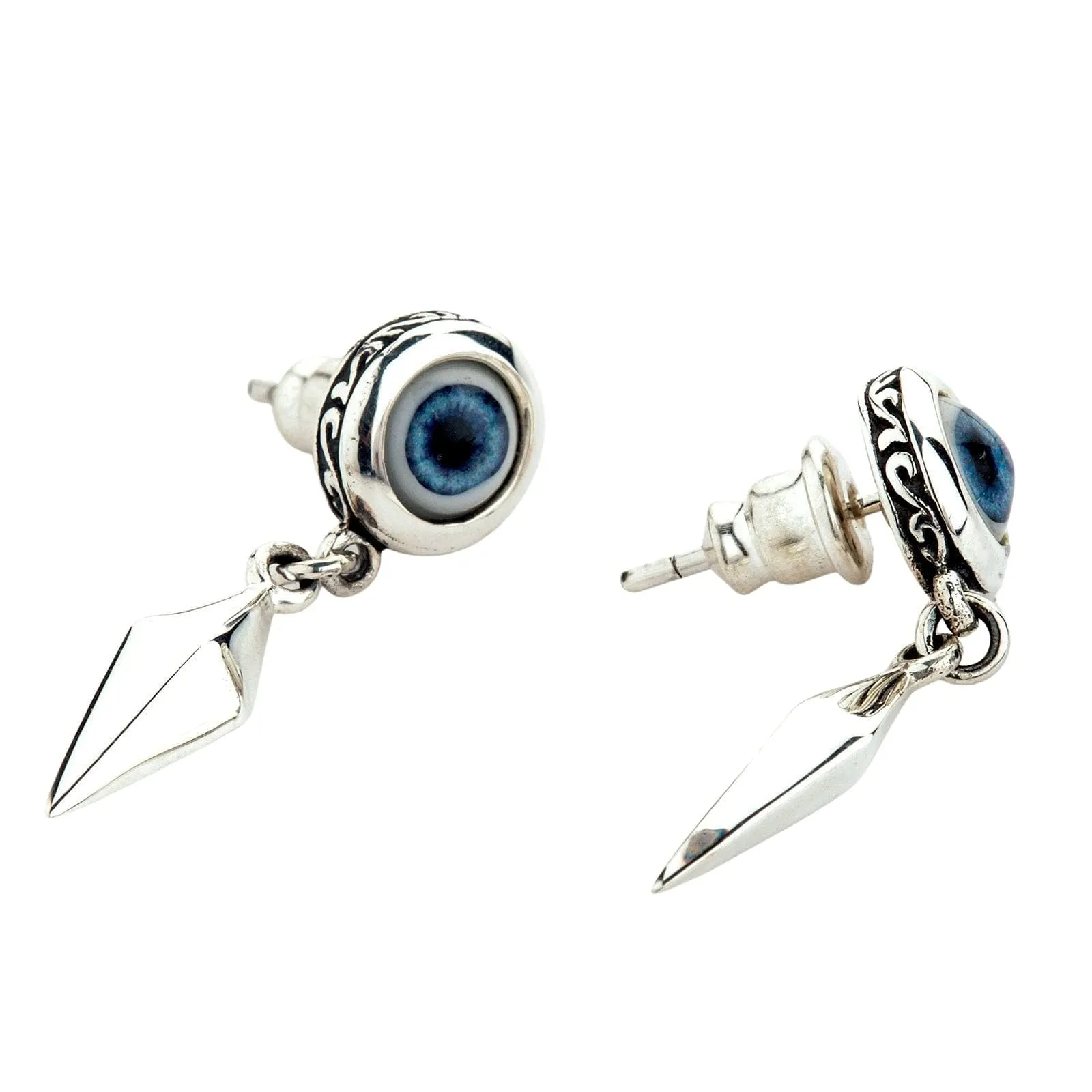Sterling Silver Evil Eye Fang Stud Earrings