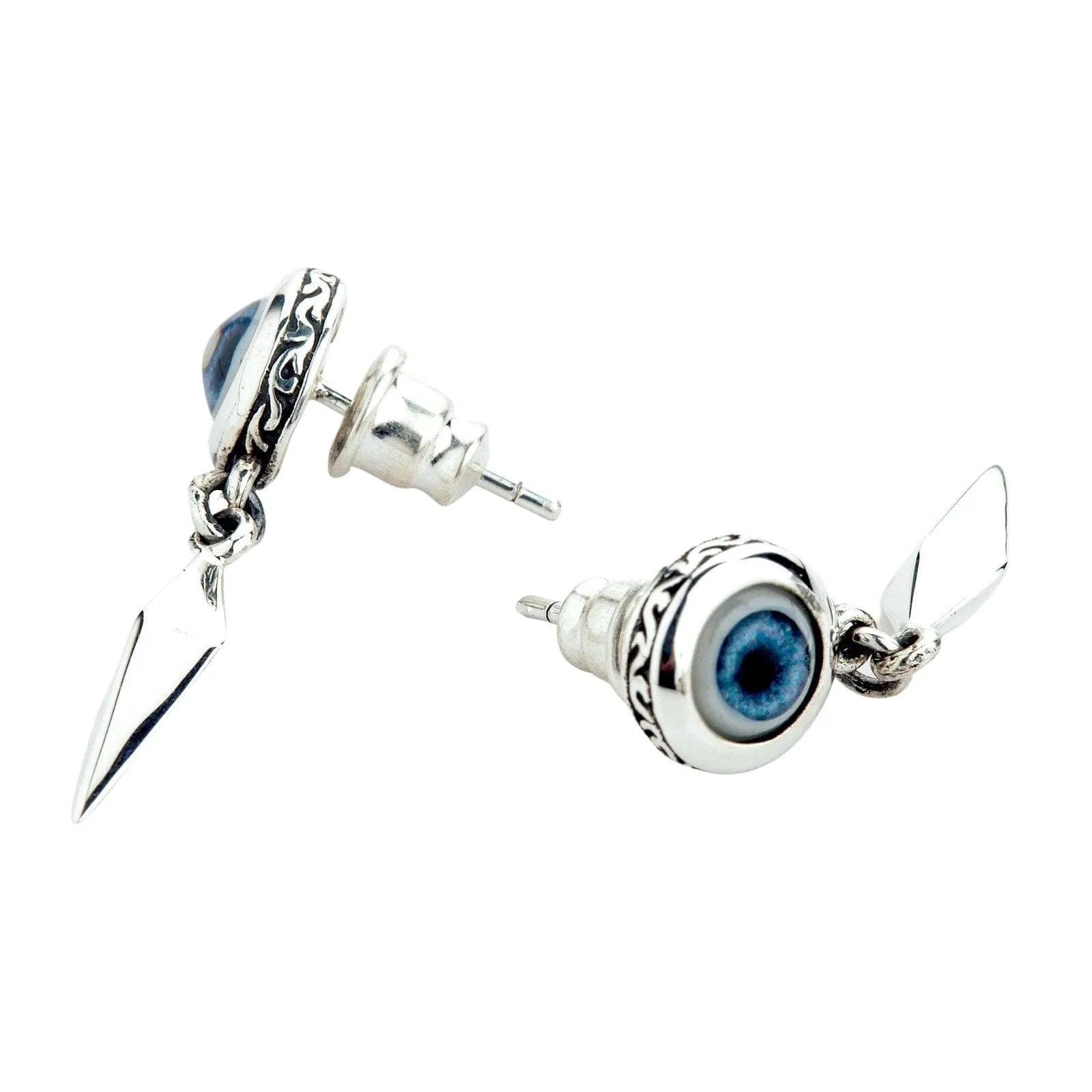 Sterling Silver Evil Eye Fang Stud Earrings