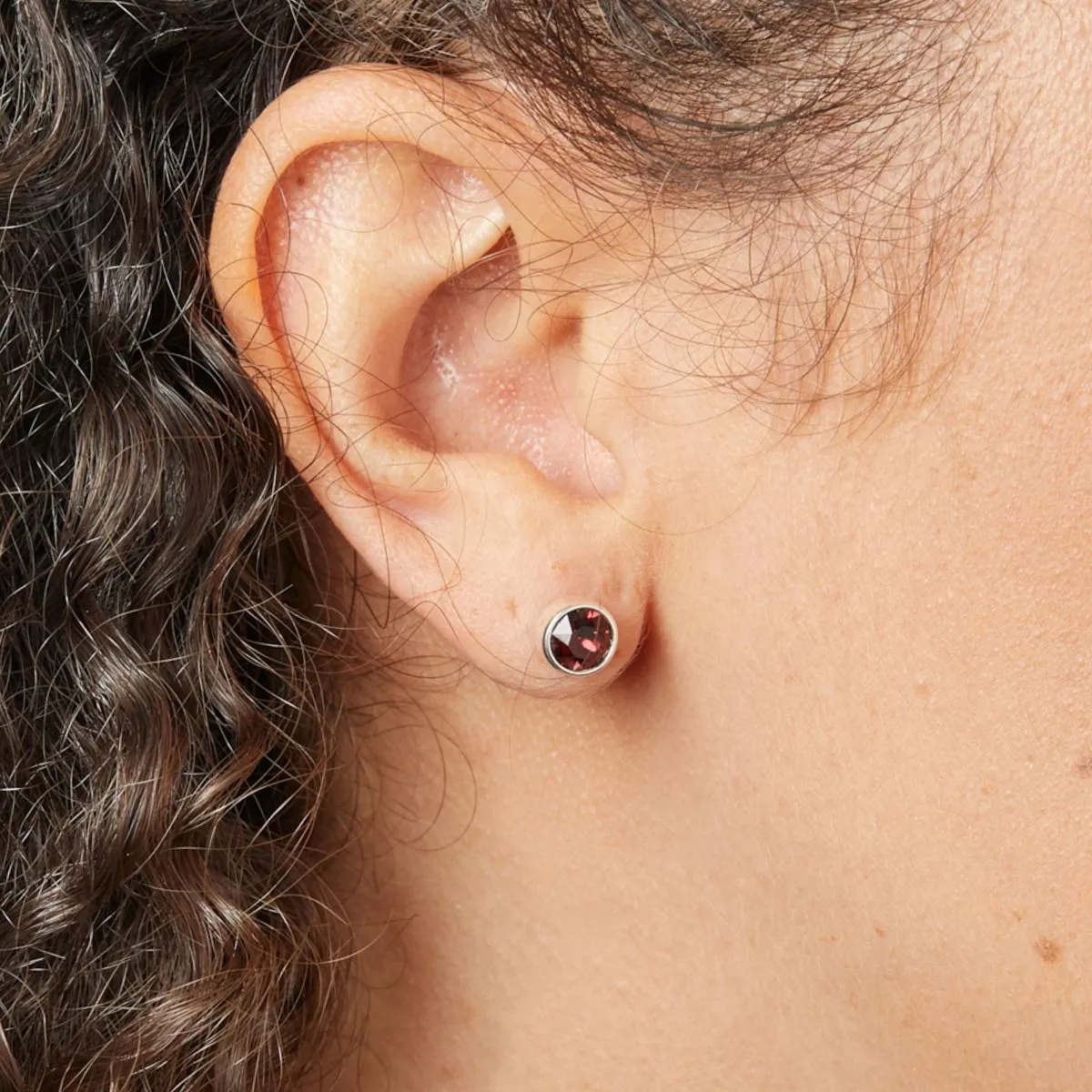 Sterling Silver January Birthstone Stud Earrings