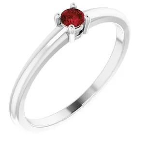 Sterling Silver Natural Garnet Mozambique Ring