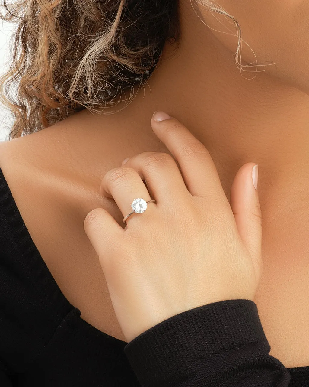 Sterling Silver Solitaire Cubic Zirconia Promise Ring