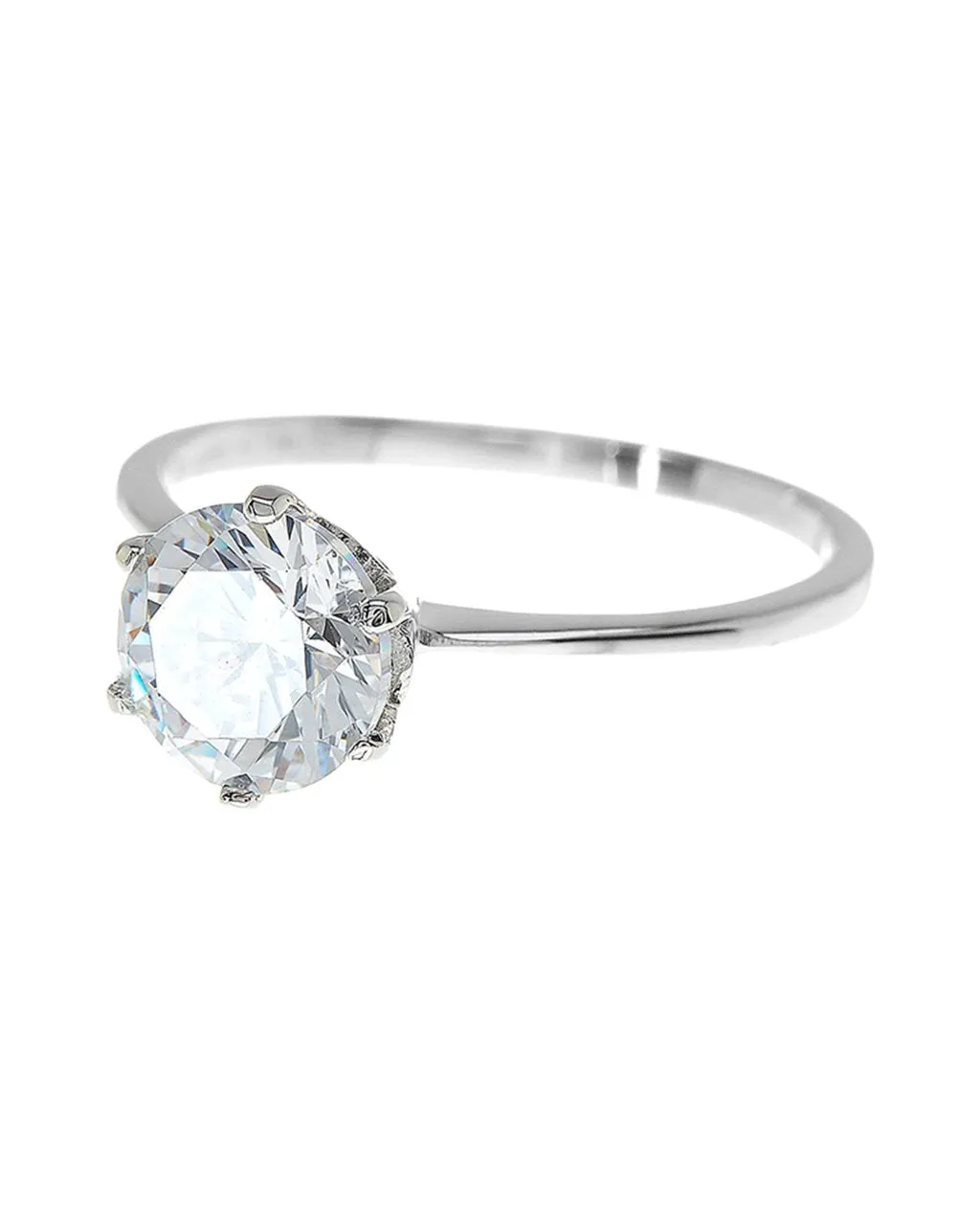 Sterling Silver Solitaire Cubic Zirconia Promise Ring