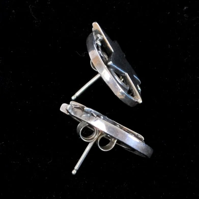 Sterling Silver Stars Earrings with Lucky Horseshoes