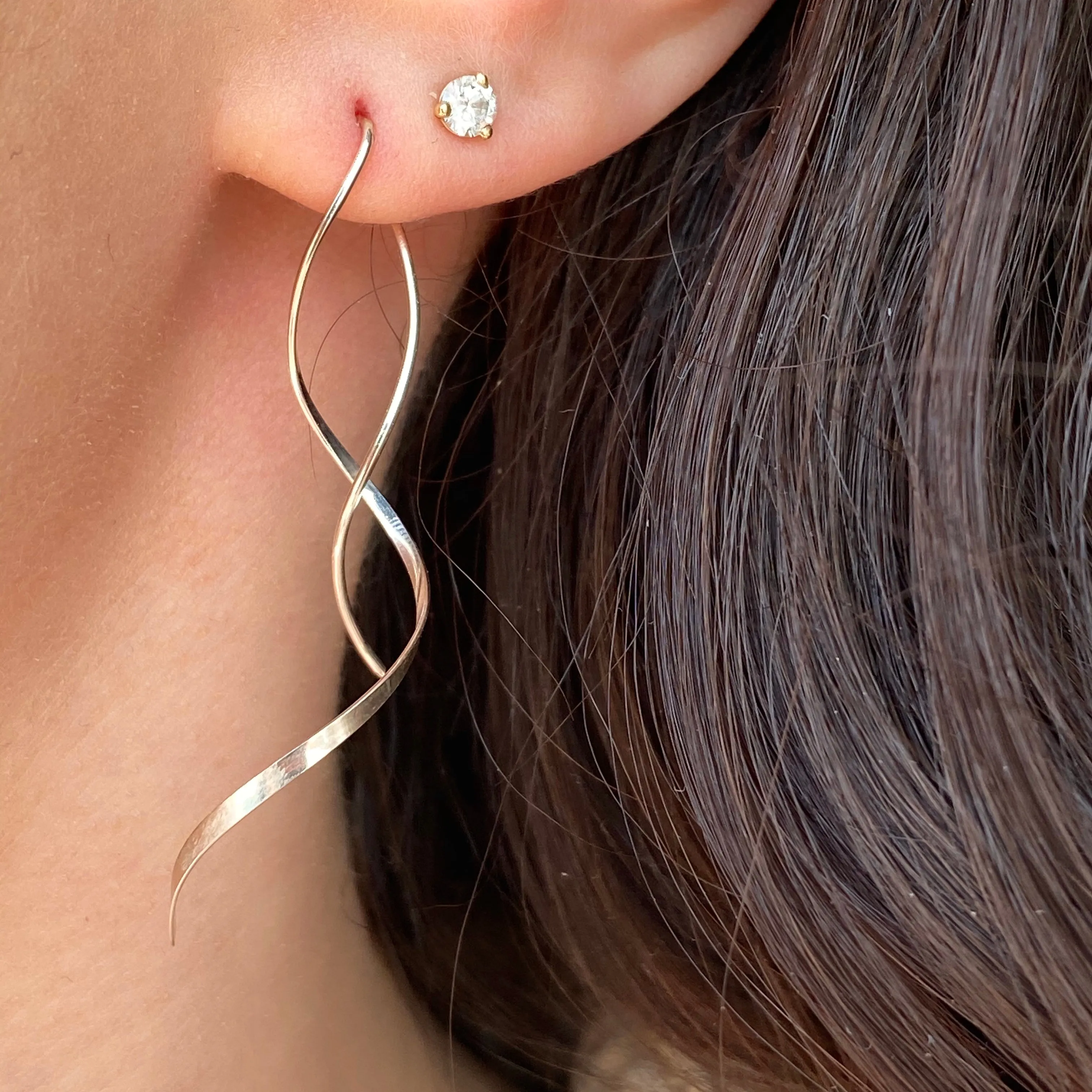 Sterling Silver Twisted Threader Ear Wire Earrings