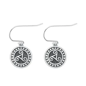 Sterling Silver Unique Triskelion Celtic Hook Polished Oxidized Earrings 925 New
