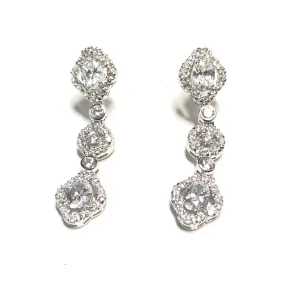 Sterling Silver Vintage Style CZ Dangle Earrings