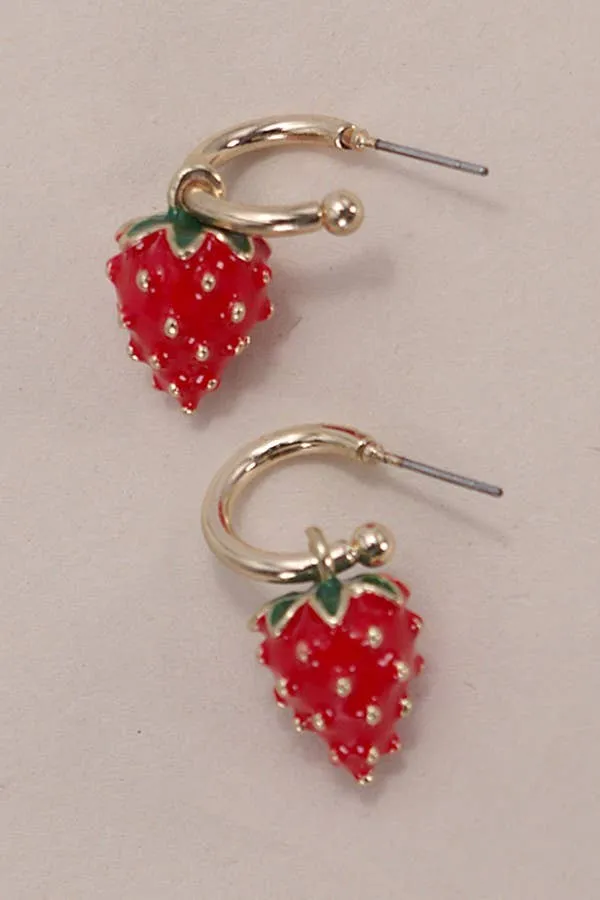 Strawberry Mini Hoop Earrings