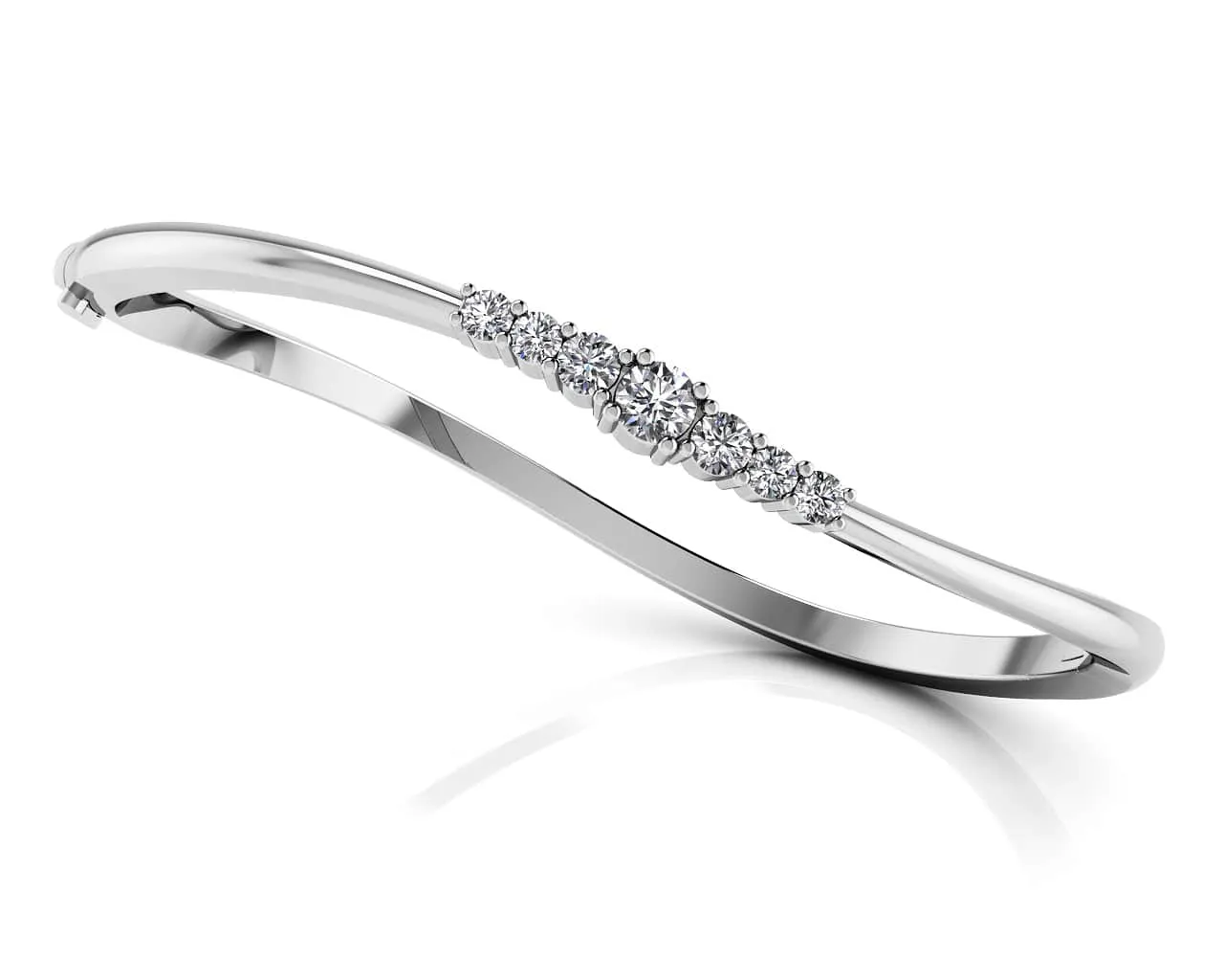 Stylish Seven Stone Lab-Grown Diamond Bangle with 0.50 ct.(finished) 2.3mm, 2.7mm, 3.5mm