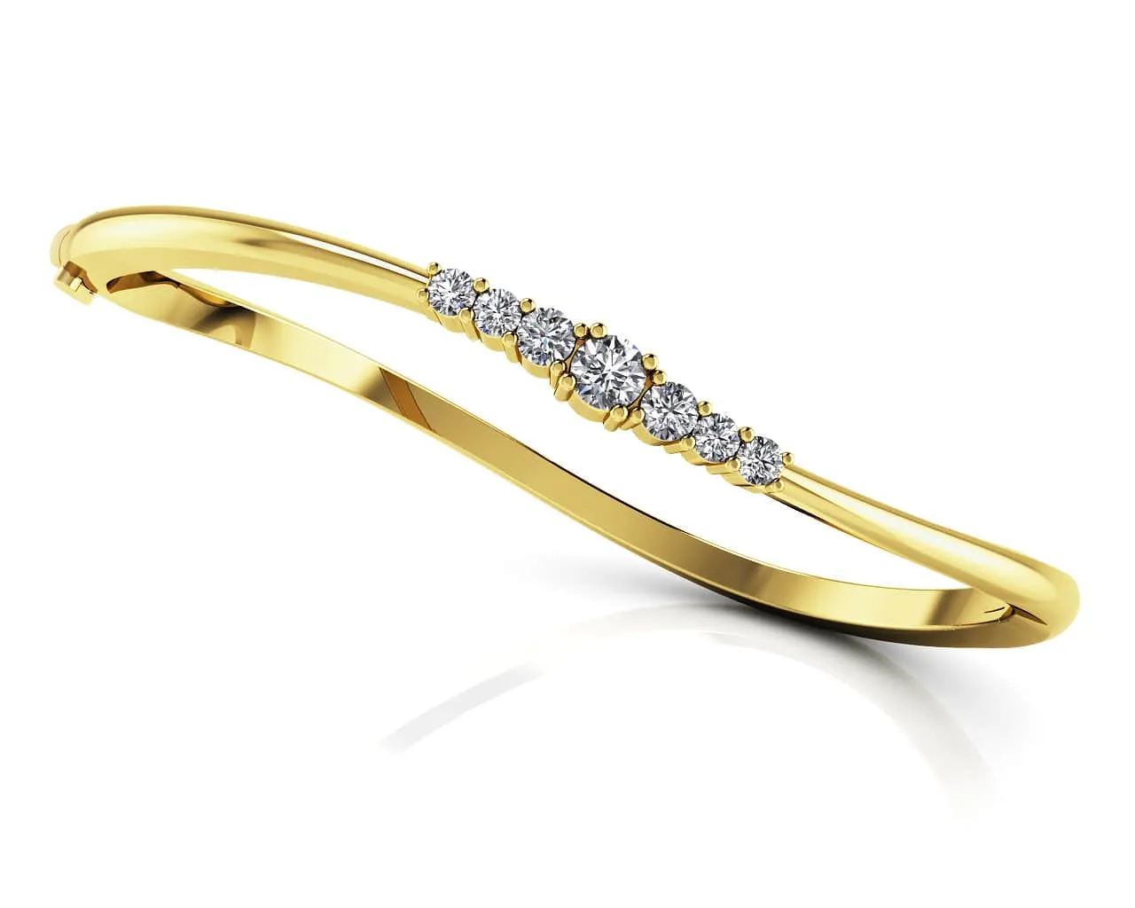 Stylish Seven Stone Lab-Grown Diamond Bangle with 0.50 ct.(finished) 2.3mm, 2.7mm, 3.5mm