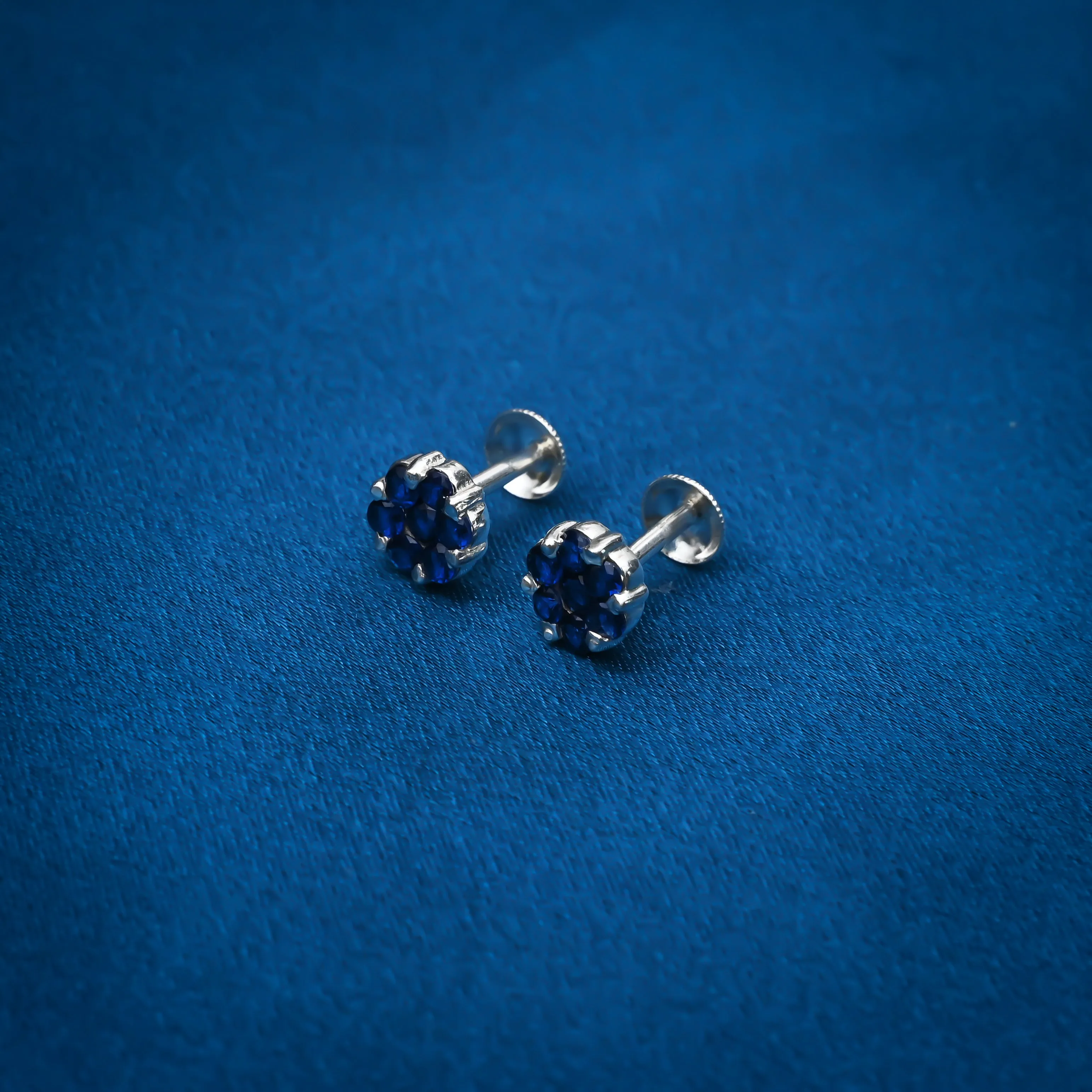 Stylish Silver Earrings with Blue Stone