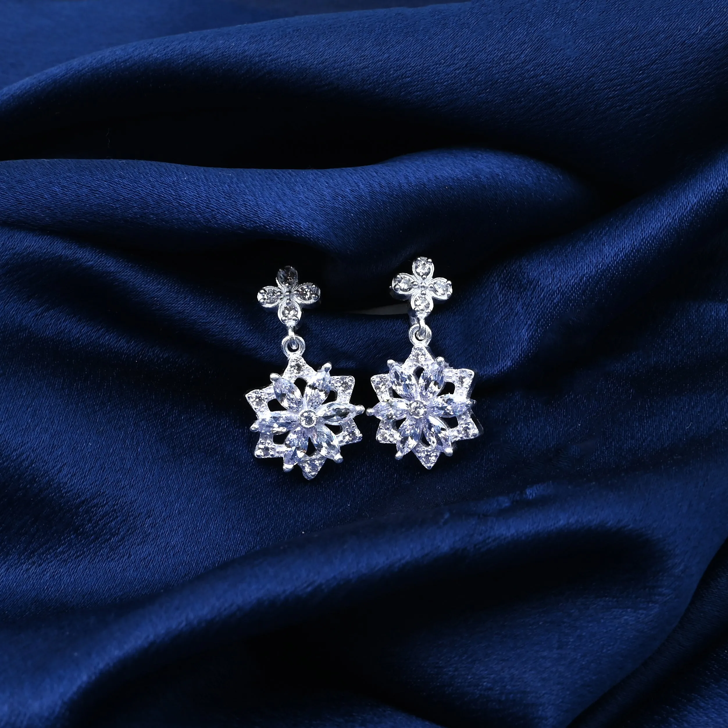 Stylish Silver Earrings with High-Quality Stones