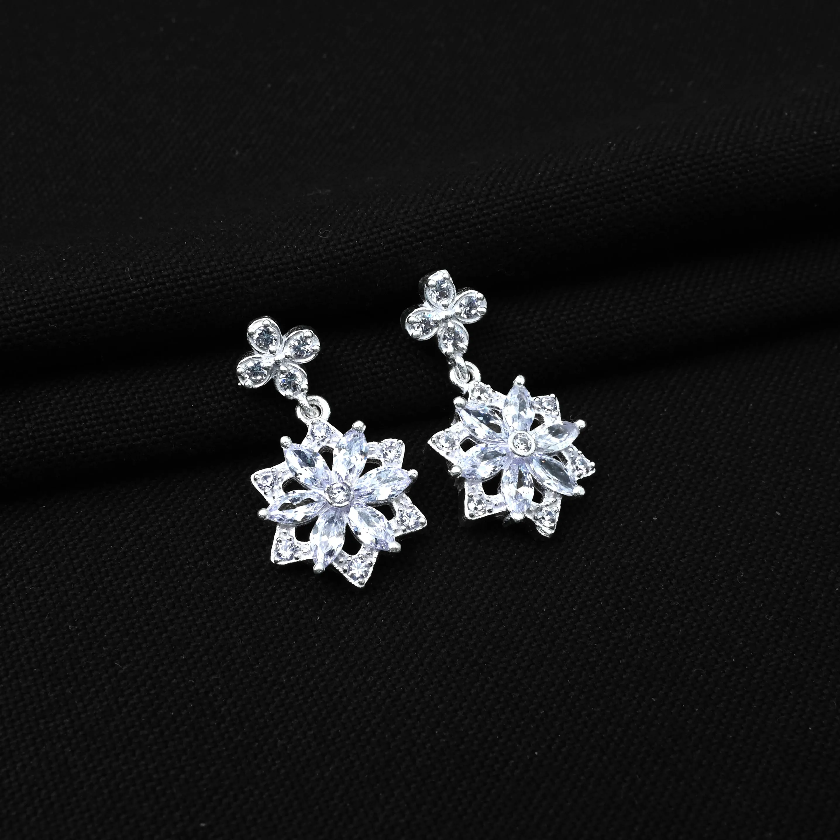 Stylish Silver Earrings with High-Quality Stones