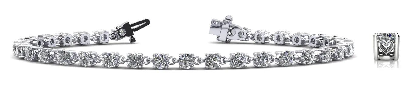 Stylish Sweetheart Diamond Tennis Diamond Bracelet with 3.91 ct.(finished) 3.1mm