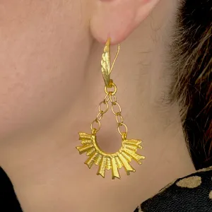 Sunburst Gold Drop Earrings