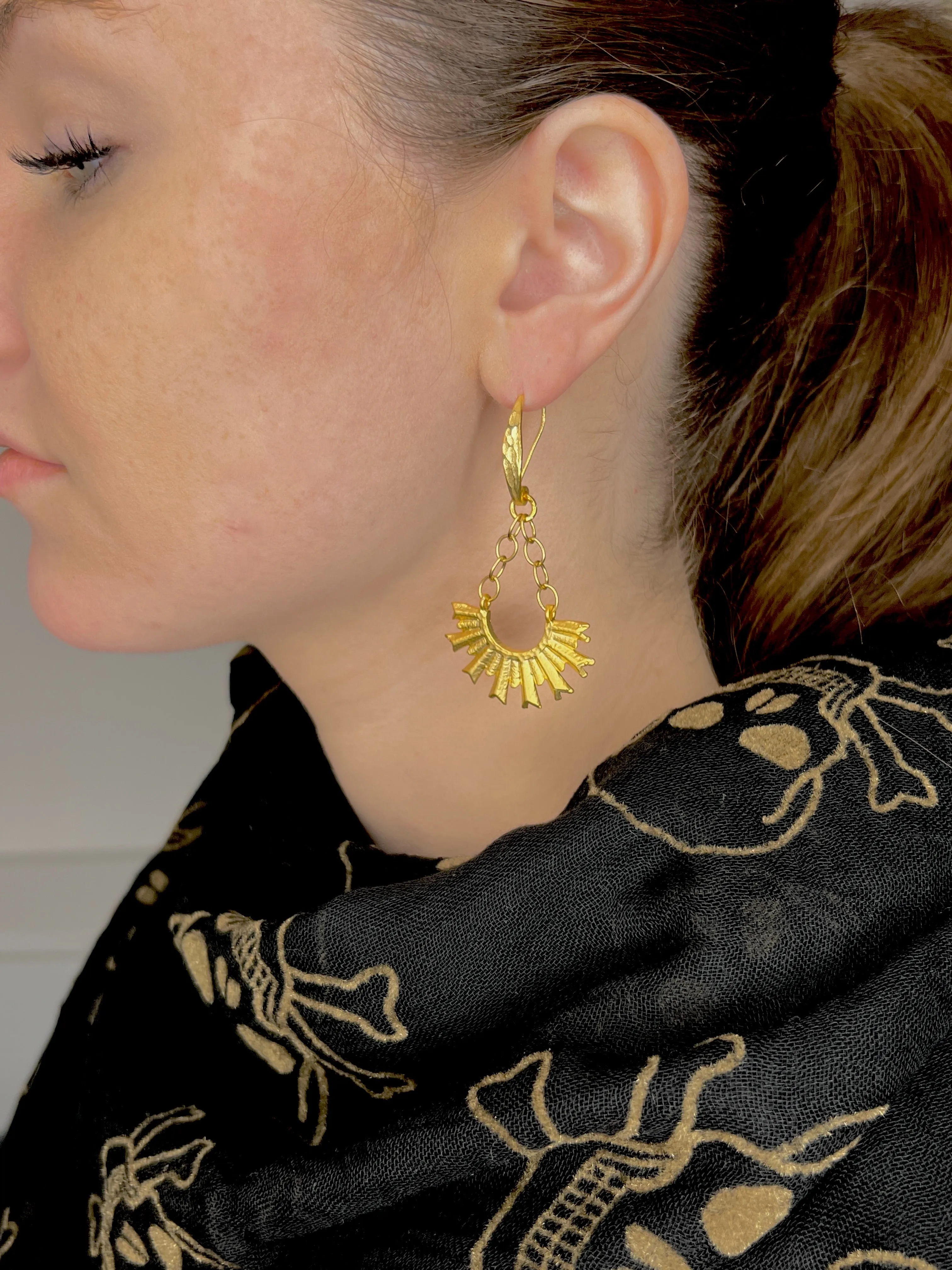 Sunburst Gold Drop Earrings