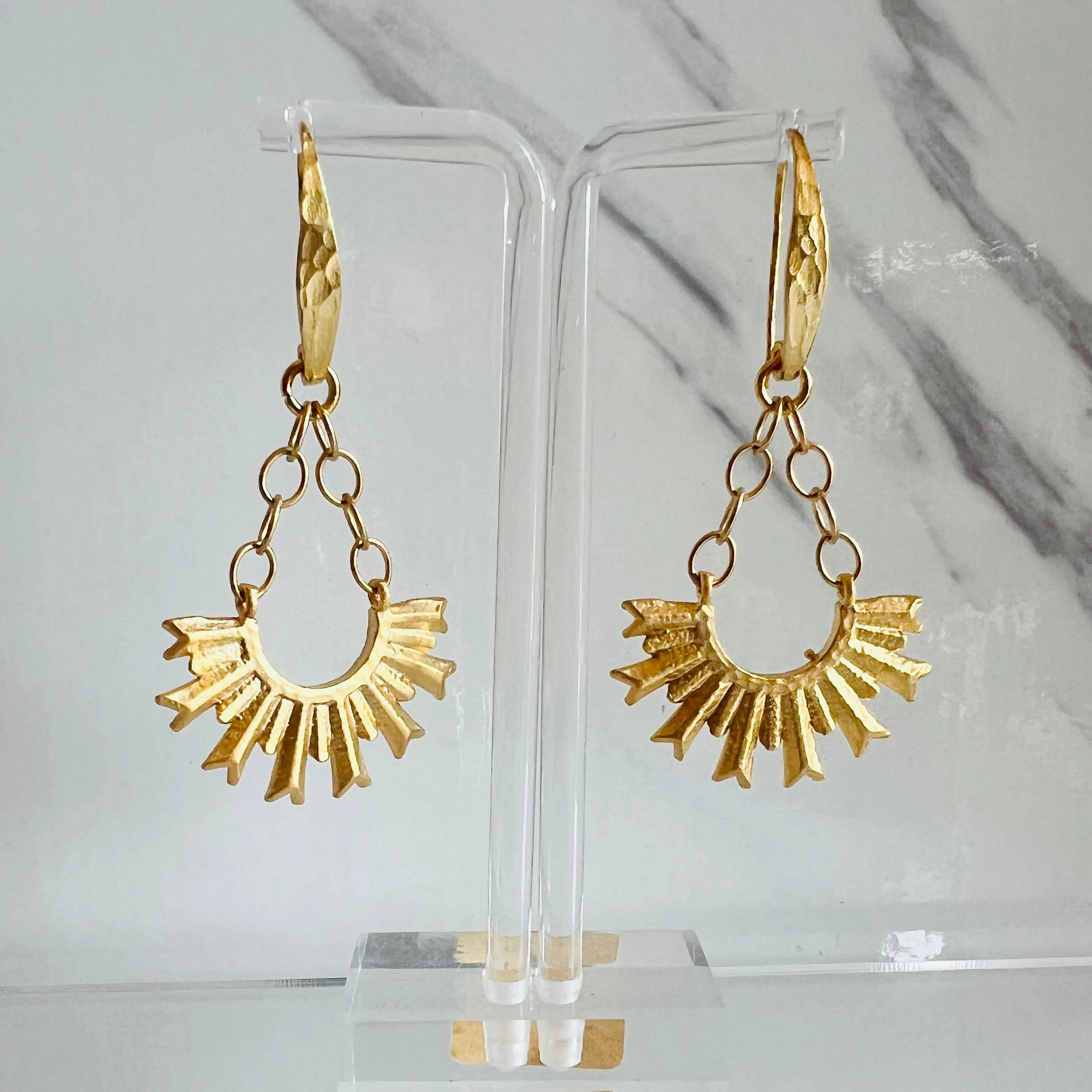 Sunburst Gold Drop Earrings