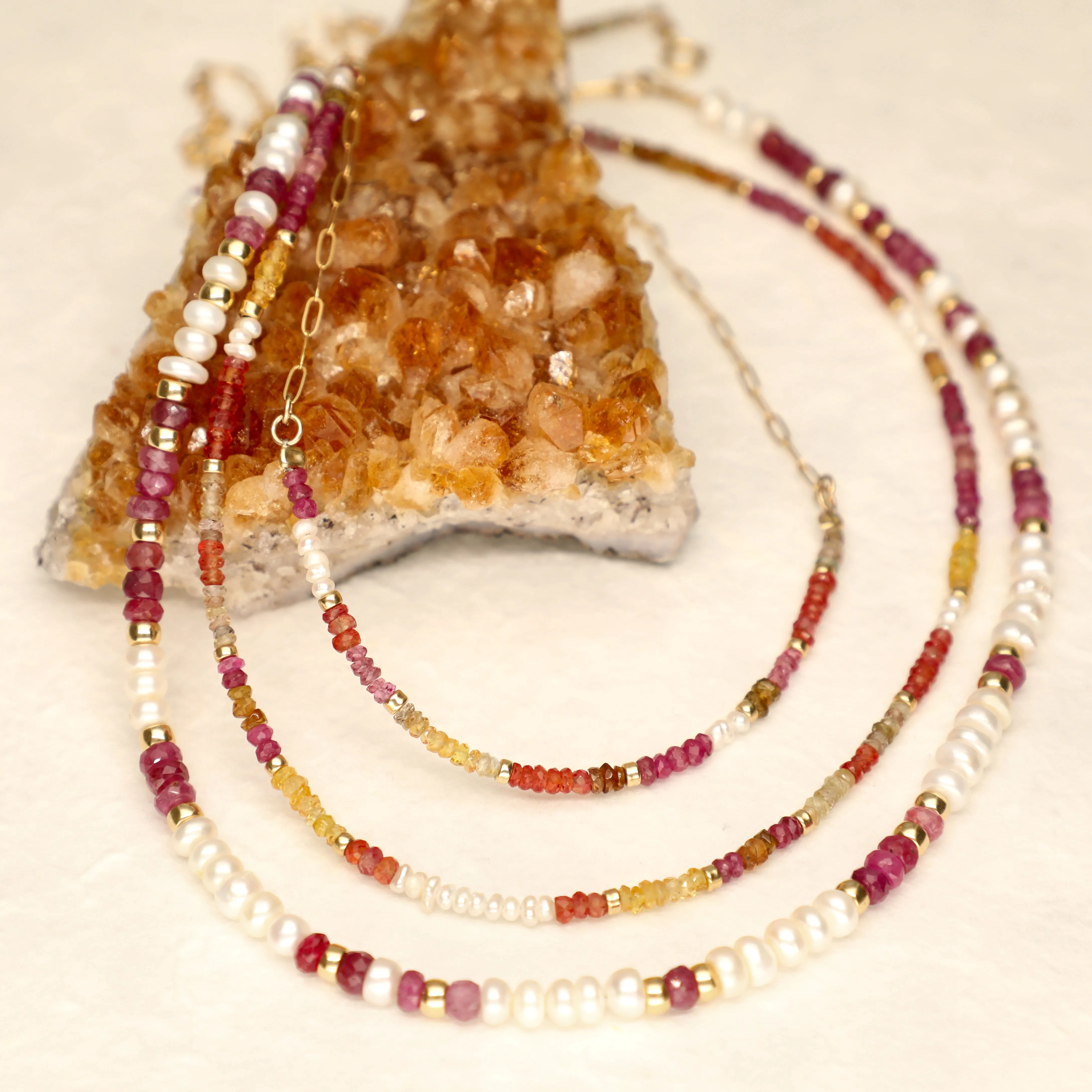 Sunset Semi Precious Stone Gold Filled Necklace
