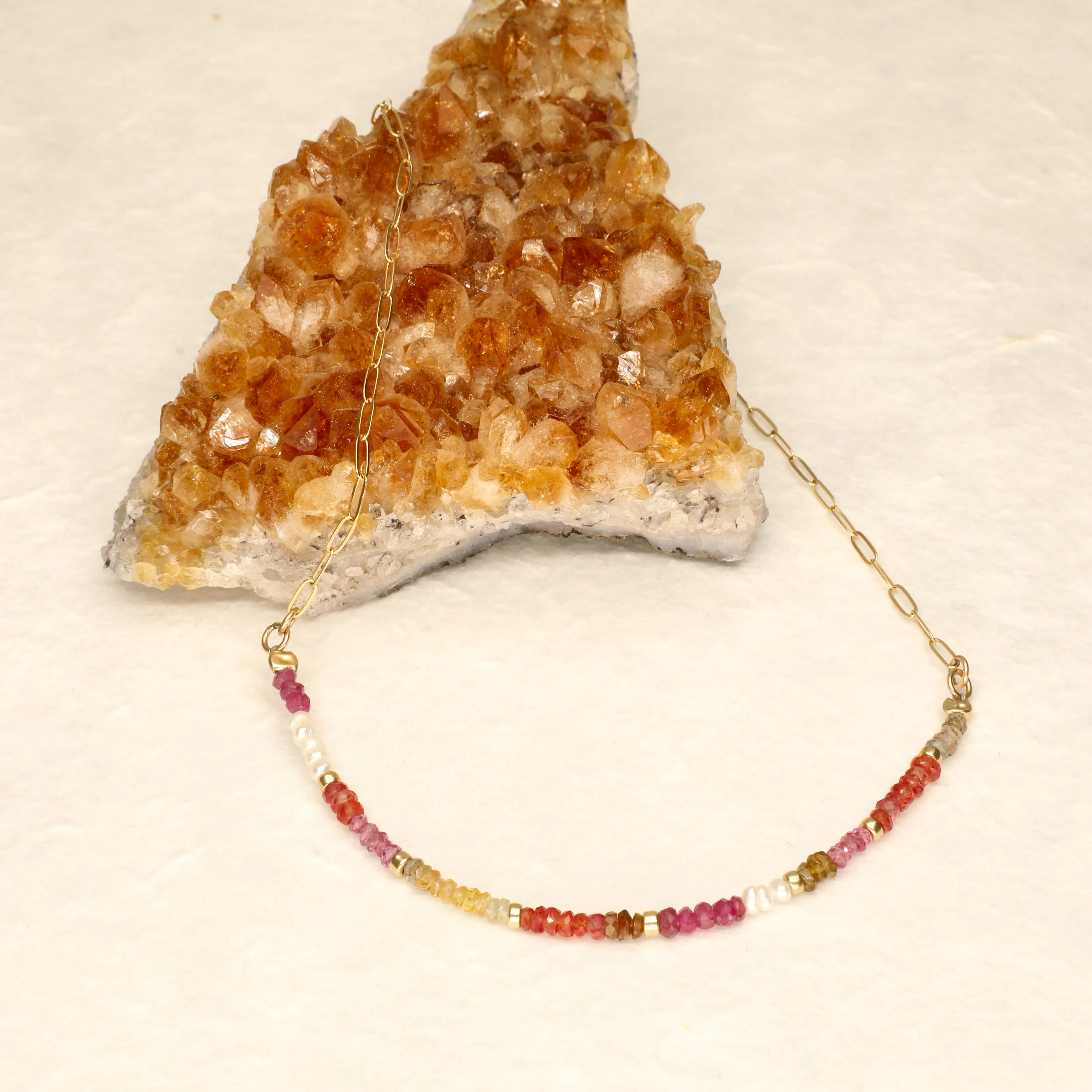 Sunset Semi Precious Stone Gold Filled Necklace
