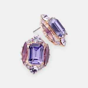 Tanzanite Multi Stone Shape Pageant Stud Earrings on Rose Gold | Interview Earrings  |  476381