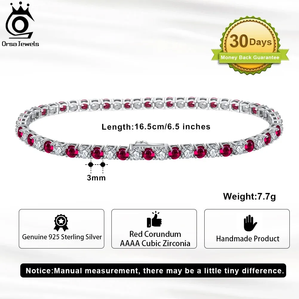 Tennis Bracelet 925 Sterling Silver 3.0mm  Women's Chain Bracelet