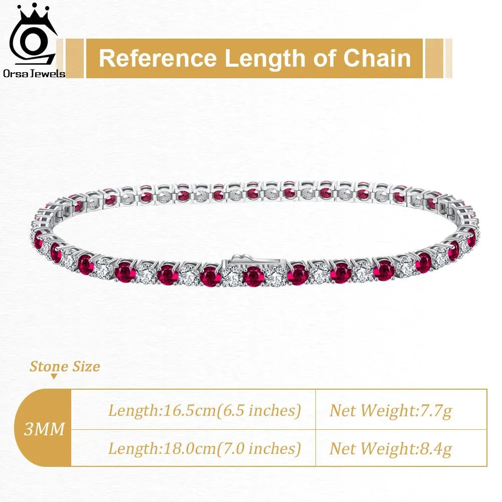 Tennis Bracelet 925 Sterling Silver 3.0mm  Women's Chain Bracelet
